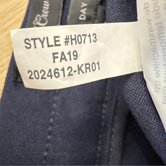 J.Crew Any Day Pants | SP | Navy Stretch Trousers Slim Fit Leg FA19 H0713 - Picture 6 of 7